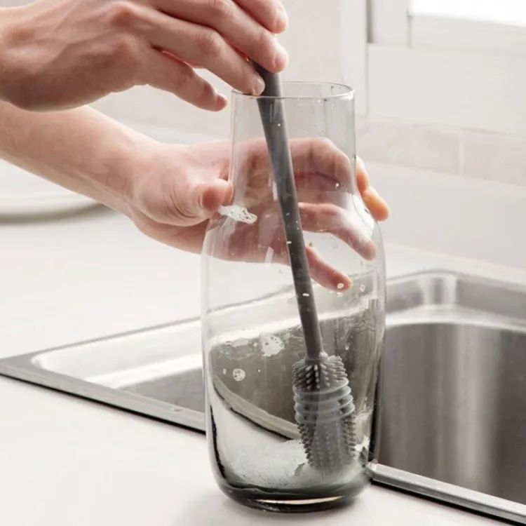 Long Handle Silicone Milk Bottle Brush Glass Bottle Cleaning Brush